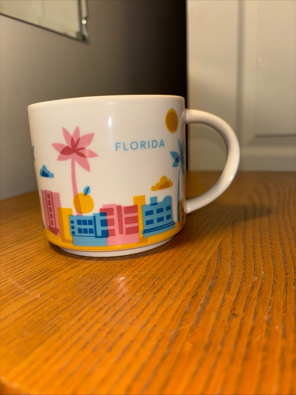 Starbucks Florida Ceramic Mug - White with Pink, Blue & Yellow